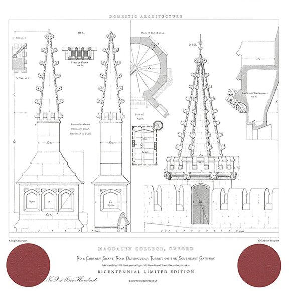 Architectural Print: Magdelina College Chimney Shaft / Size A2 Limited Edition - Picture 1 of 3